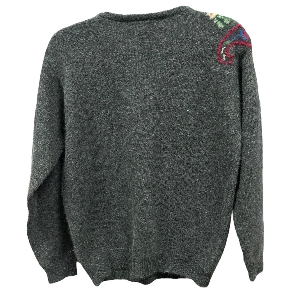 JH Collectibles Vintage Women’s Gray Floral‎ Wool Blend Sweater  Sz M - Picture 2 of 5